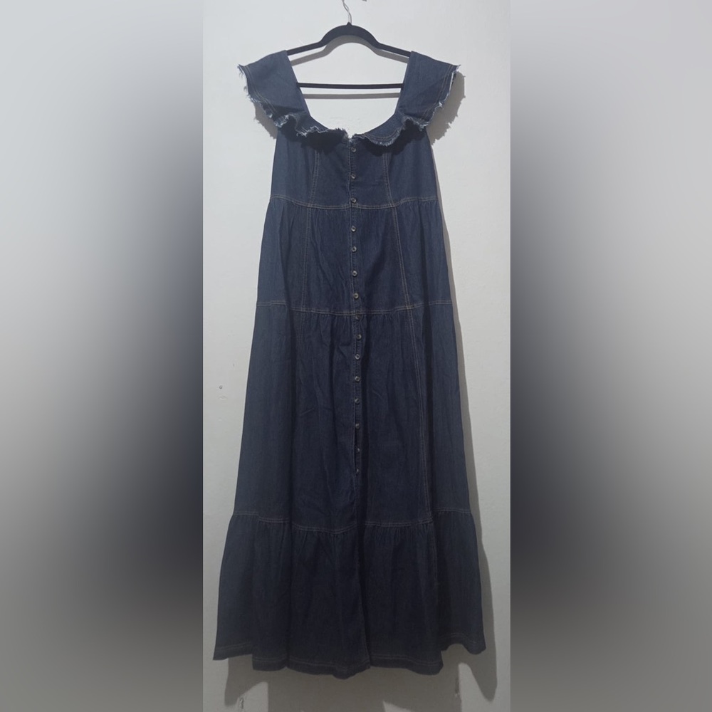 Dark Blue Denim Maxi Dress